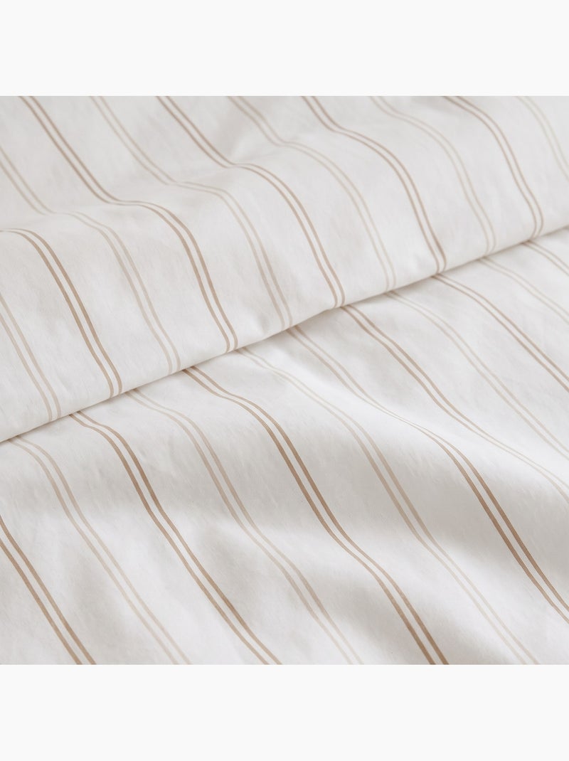 Set copripiumino 100% cotone con federa/e, righe sottili - gamusi. Beige - Kiabi