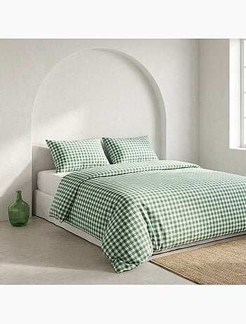 Set copripiumino 100% cotone vichy con federa/e, chiusura a pressione - gamusi.