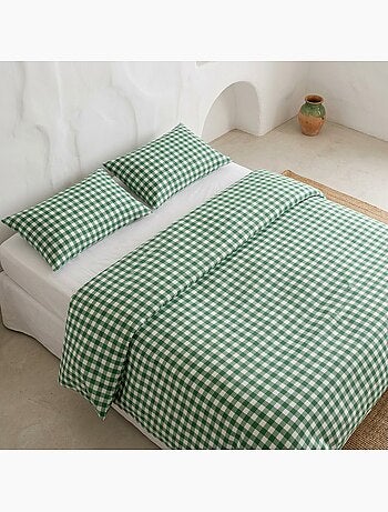 Set copripiumino 100% cotone vichy con federa/e, chiusura a pressione - gamusi.
