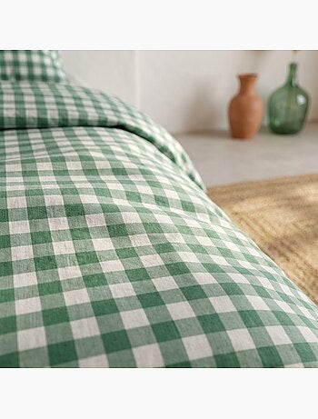 Set copripiumino 100% cotone vichy con federa/e, chiusura a pressione - gamusi.