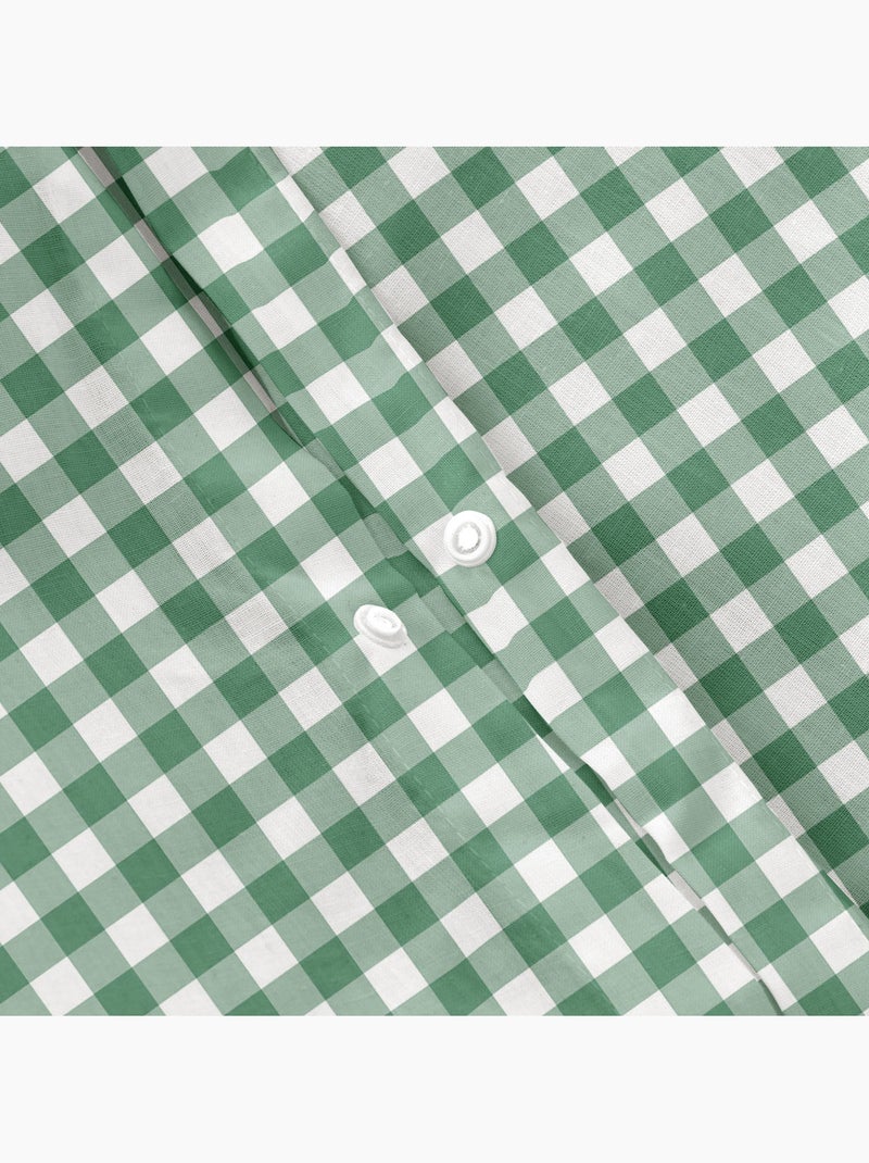 Set copripiumino 100% cotone vichy con federa/e, chiusura a pressione - gamusi. Verde acqua - Kiabi