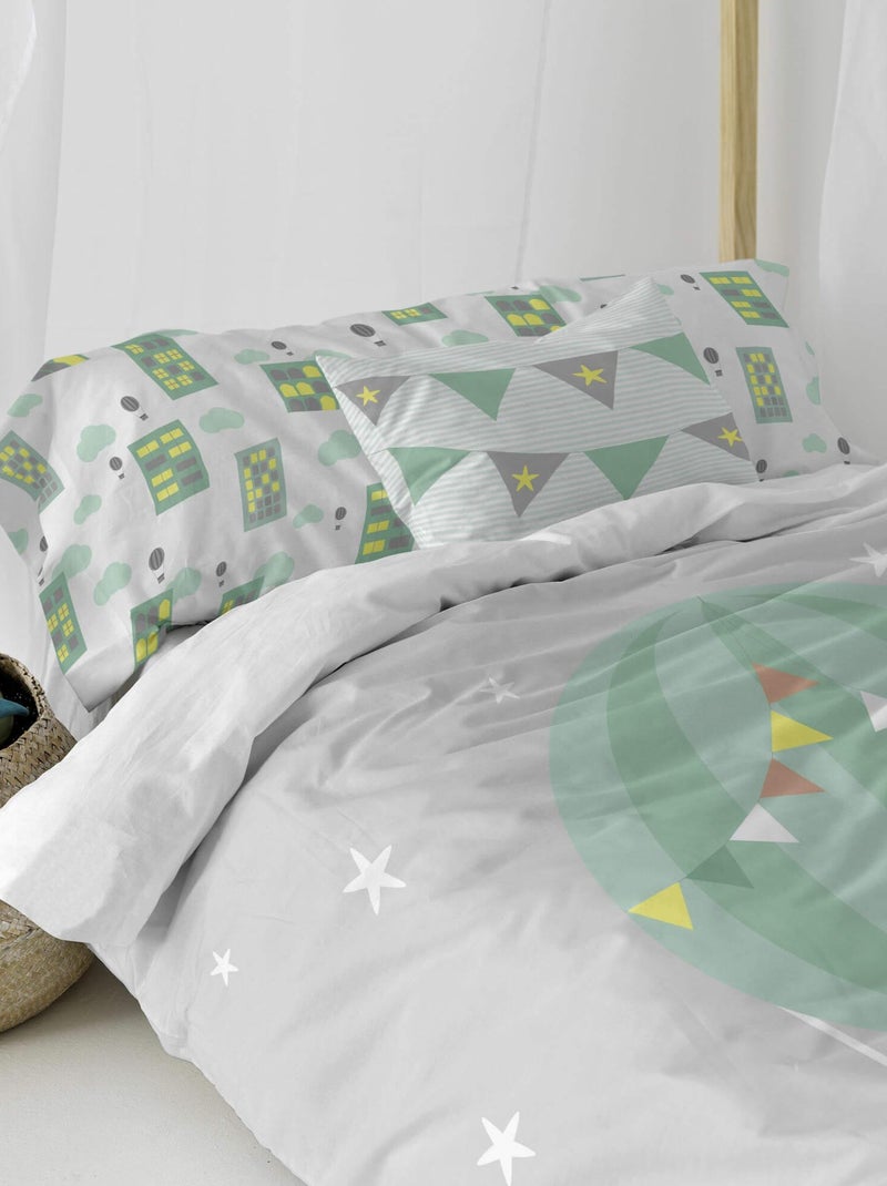 Set copripiumino 2 pezzi Air balloon "Happyfriday" Bianco - Kiabi