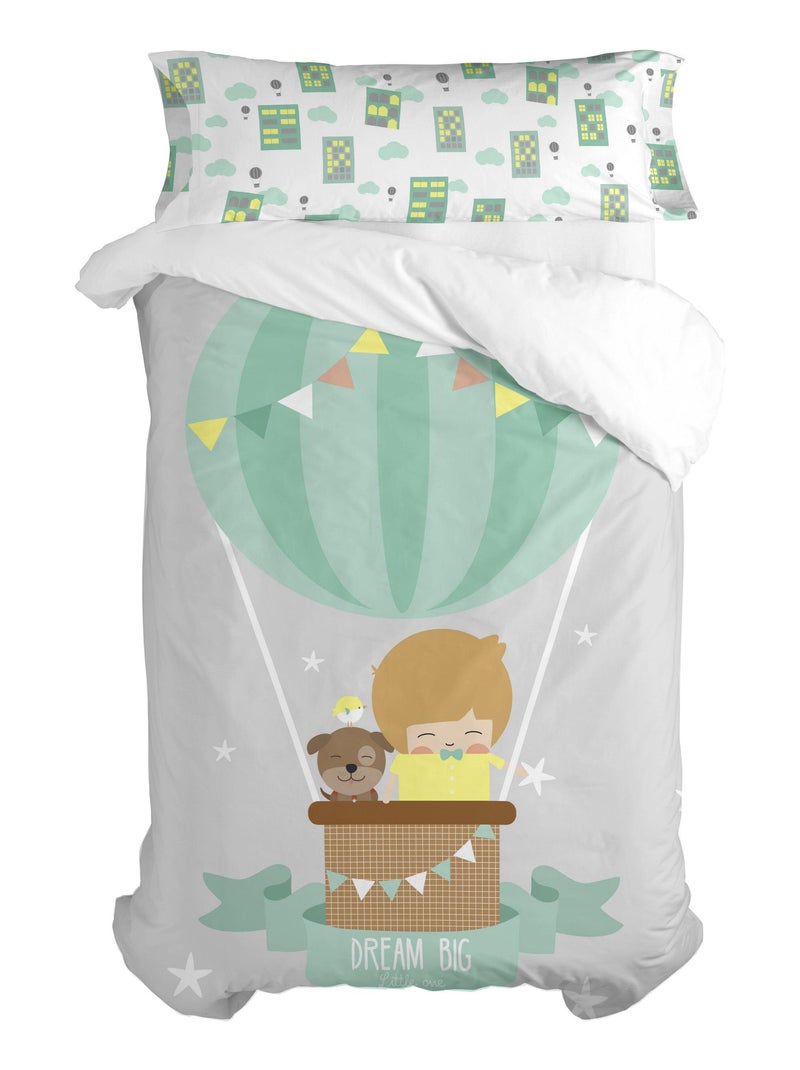 Set copripiumino 2 pezzi Air balloon "Happyfriday" Bianco - Kiabi
