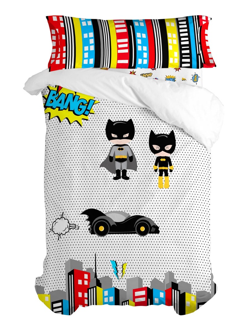 Set copripiumino 2 pezzi Bat "Happyfriday" Grigio giallo nero - Kiabi