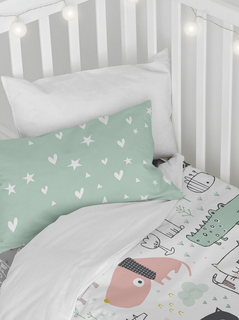 Set copripiumino 2 pezzi Best buddies "Happyfriday" Bianco Verde - Kiabi