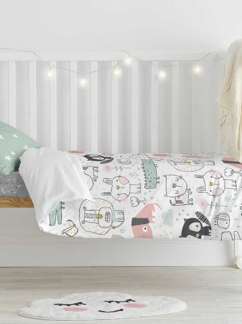 Set copripiumino 2 pezzi Best buddies "Happyfriday" Bianco Verde - Kiabi