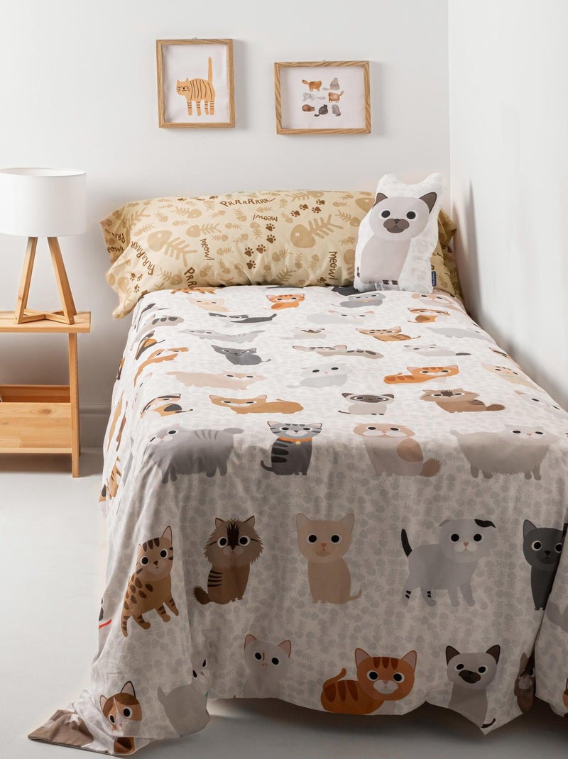 Set copripiumino 2 pezzi Cats "Happyfriday" Bianco - Kiabi