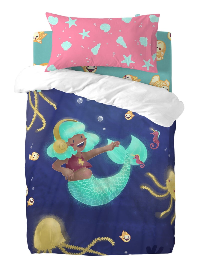 Set copripiumino 2 pezzi Happy mermaid "Happyfriday" Bianco - Kiabi