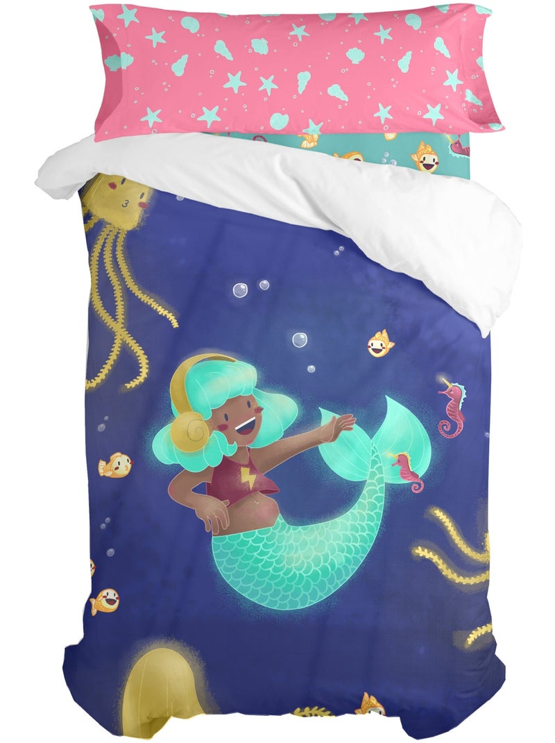 Set copripiumino 2 pezzi Happy mermaid "Happyfriday" Bianco - Kiabi
