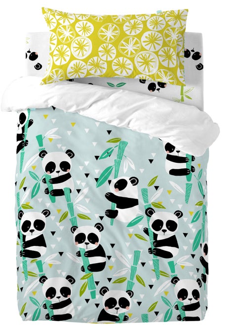 Set copripiumino 2 pezzi Panda garden blue "Happyfriday" - Kiabi