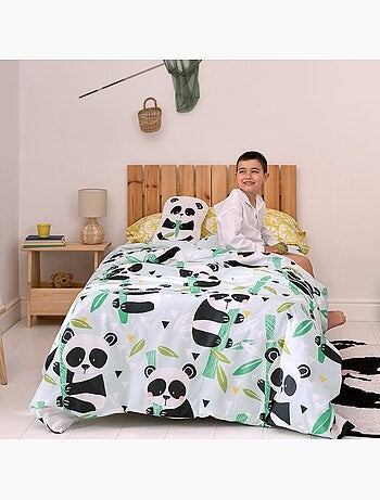 Set copripiumino 2 pezzi Panda garden blue "Happyfriday
