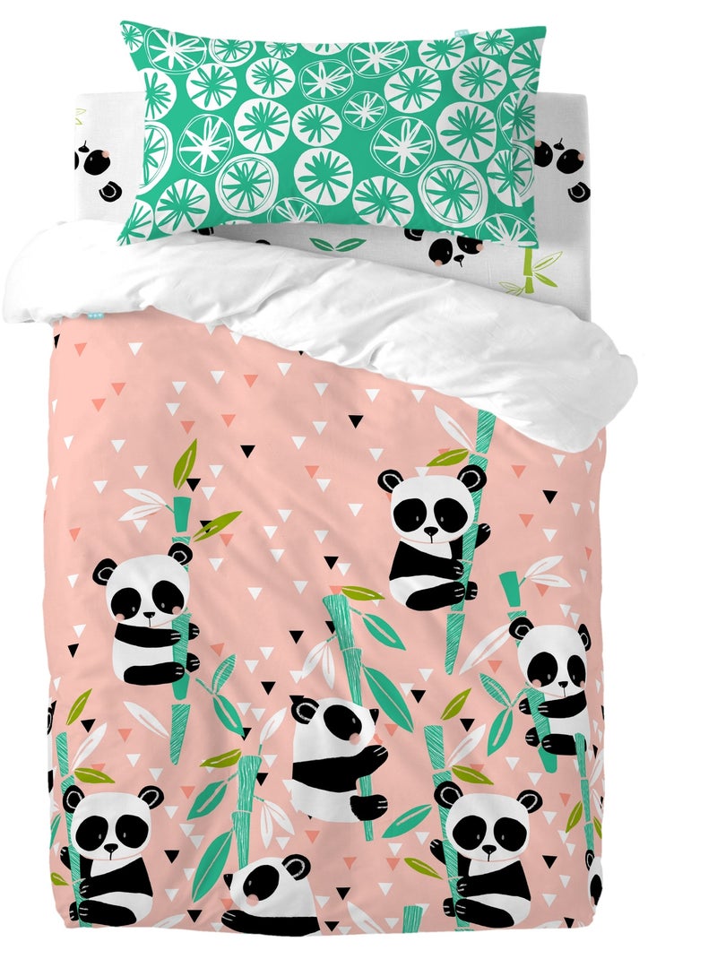 Set copripiumino 2 pezzi Panda garden "Happyfriday" Rosa - Kiabi
