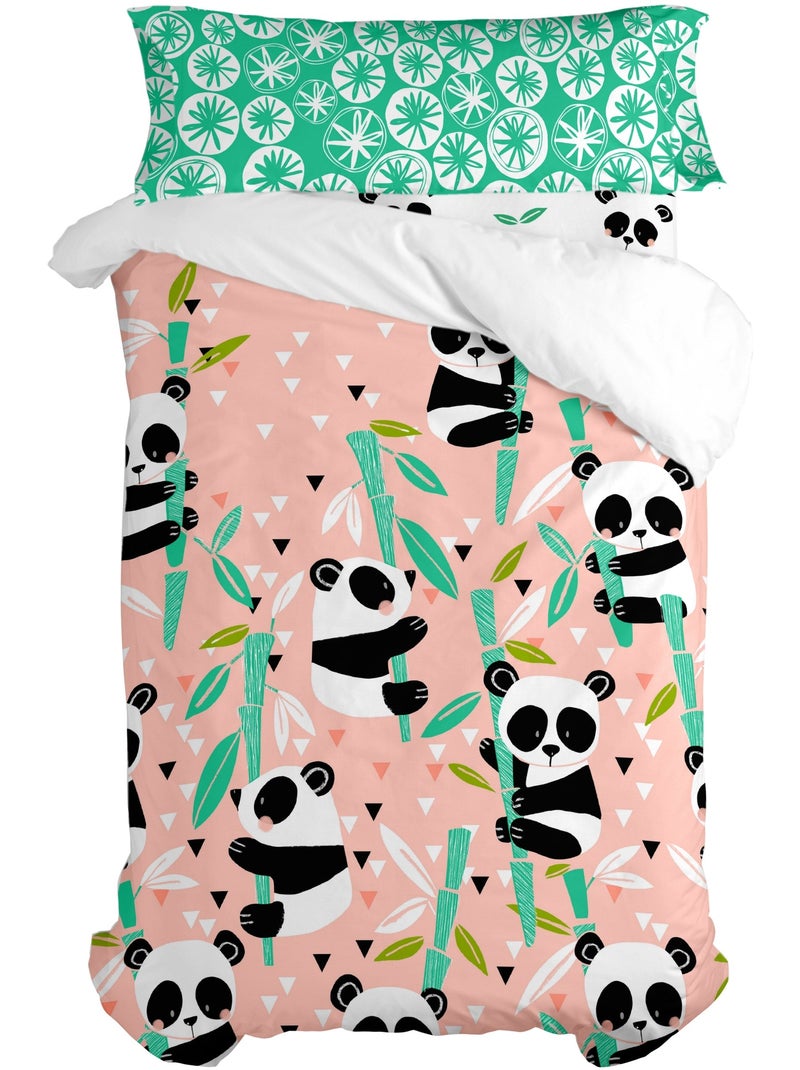 Set copripiumino 2 pezzi Panda garden "Happyfriday" Rosa - Kiabi