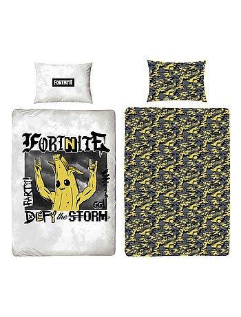 Set Copripiumino Bambino Stampato Reversibile Fortnite BANANA, Copripiumino 140x200 cm