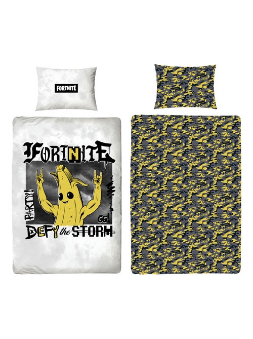 Set Copripiumino Bambino Stampato Reversibile Fortnite BANANA, Copripiumino 140x200 cm - Kiabi Set Copripiumino Bambino Stampato Reversibile Fortnite BANANA, Copripiumino 140x200 cm - Kiabi