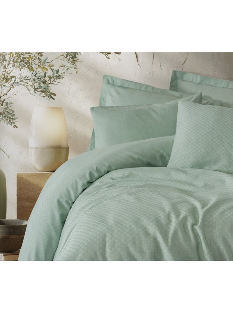 Set copripiumino , cotone jacquard Verde salvia - Kiabi
