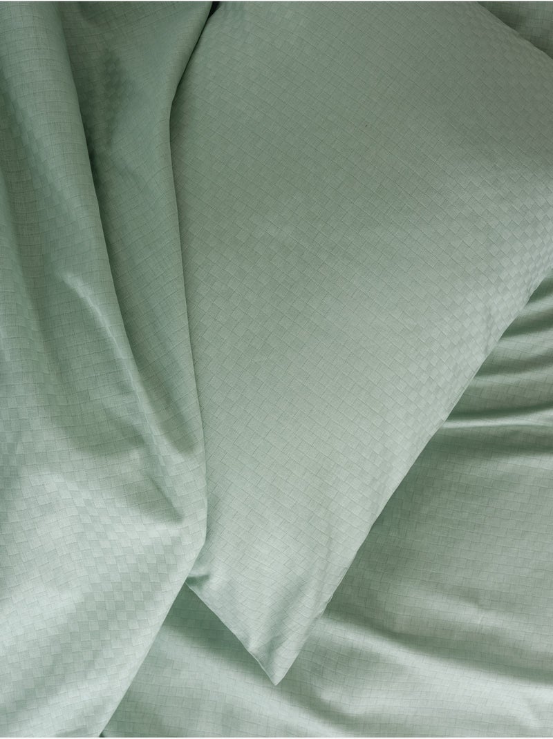 Set copripiumino , cotone jacquard Verde salvia - Kiabi