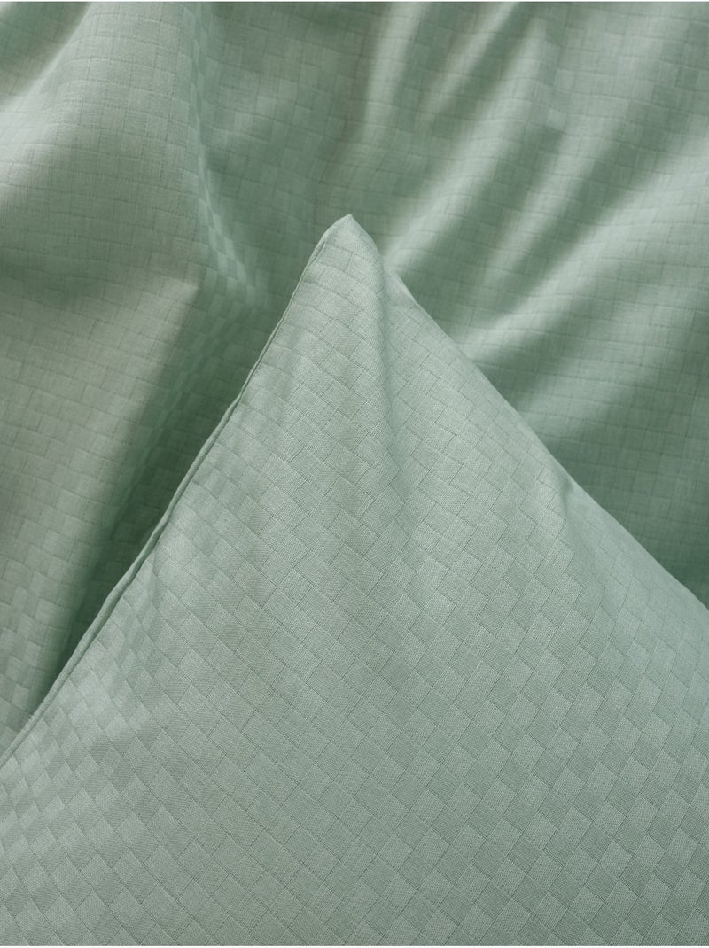 Set copripiumino , cotone jacquard Verde salvia - Kiabi