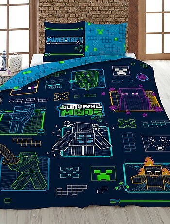 Set copripiumino 'Minecraft' 2 pezzi: 1 sacco copripiumino singolo + 1 federa