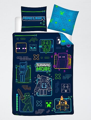 Set copripiumino 'Minecraft' 2 pezzi: 1 sacco copripiumino singolo + 1 federa