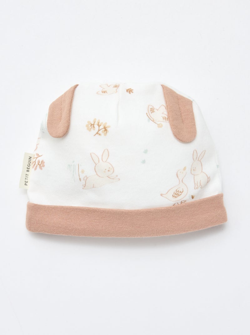 Set cuffia + guanti nascita 'Petit Béguin' Bianco - Kiabi