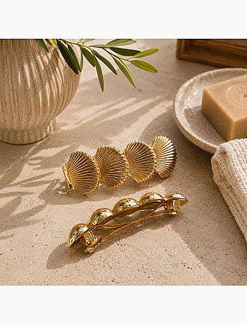 Set da 2 fermagli per capelli con motivo conchiglia
