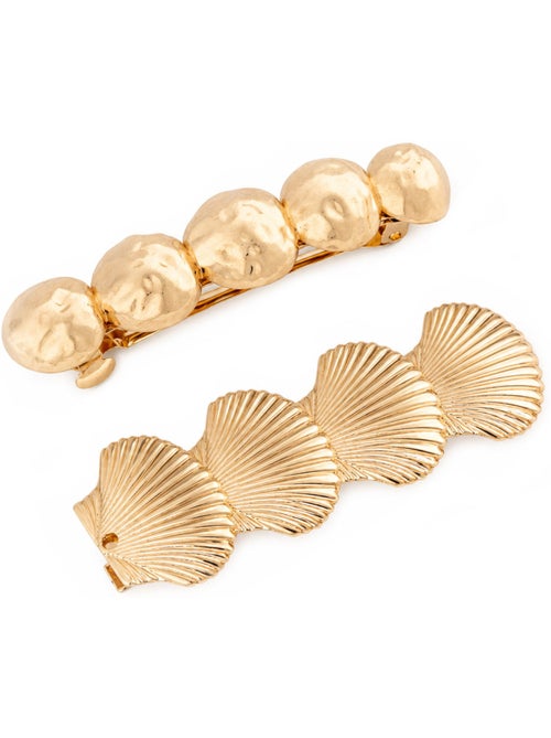 Set da 2 fermagli per capelli con motivo conchiglia - Kiabi