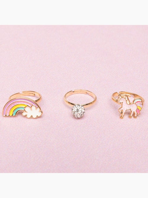 Set da 3 anelli regolabili unicorno arcobaleno | Great Pretenders - Kiabi