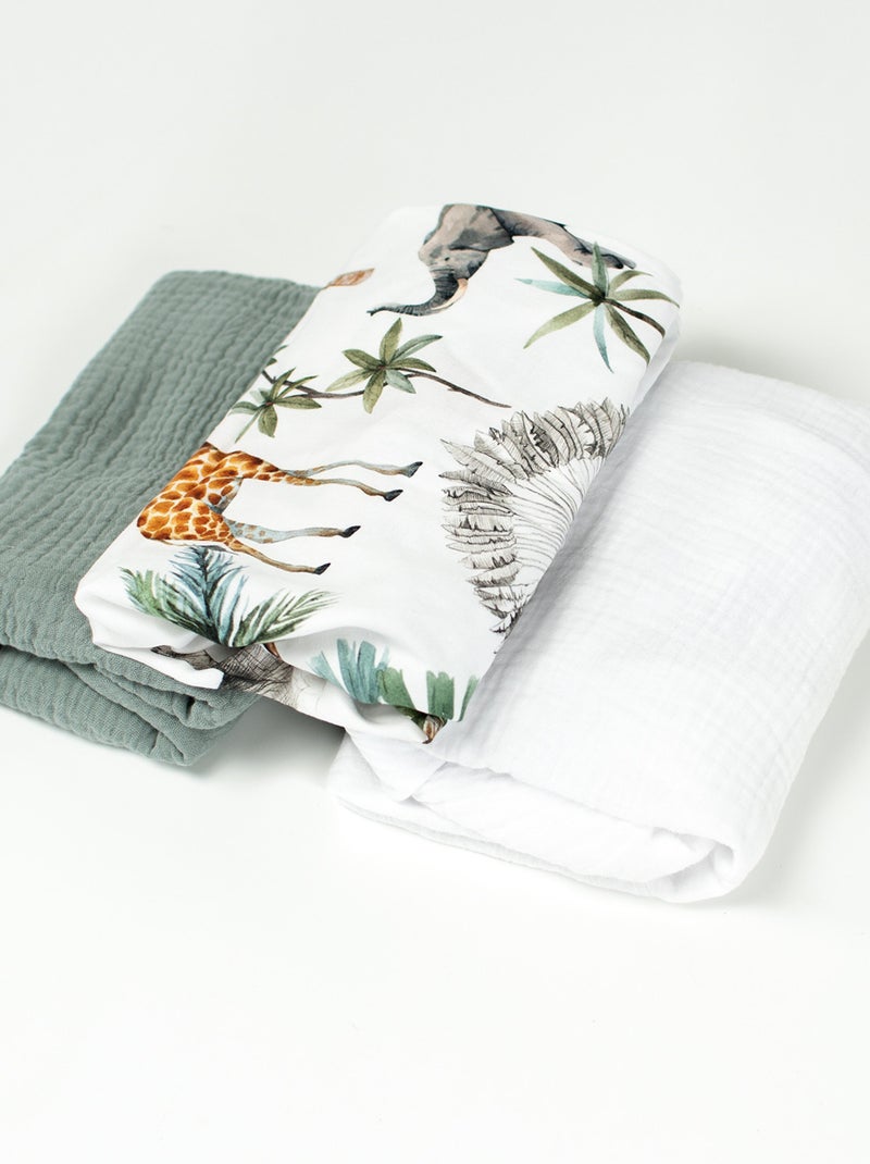 Set da 3 lenzuolini con angoli per culla in cotone, safari | sevira kids | sevira kids Verde - Kiabi