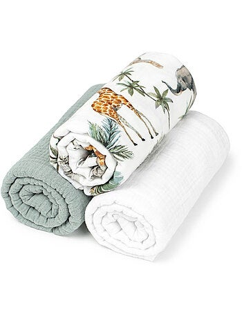 Set da 3 lenzuolini con angoli per culla in cotone, safari | SEVIRA KIDS