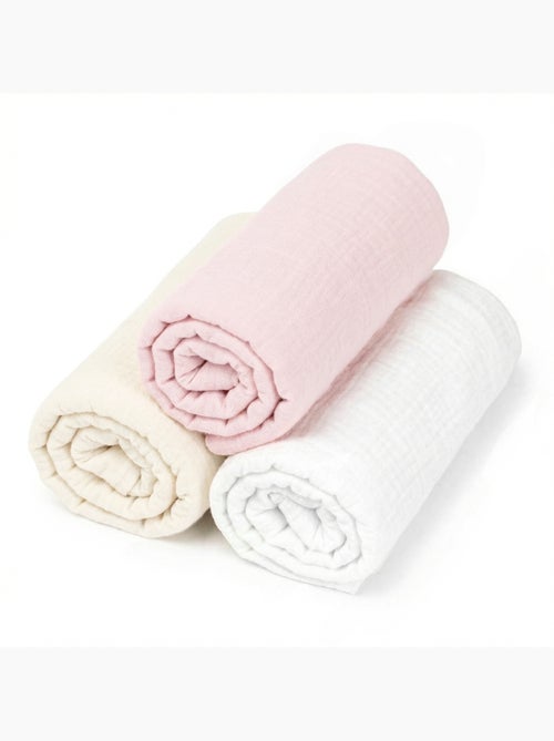 Set da 3 lenzuolini con angoli per culla in garza di cotone, colori pastello | SEVIRA KIDS - Kiabi