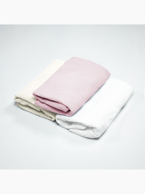 Set da 3 lenzuolini con angoli per culla in garza di cotone, colori pastello | SEVIRA KIDS - Kiabi