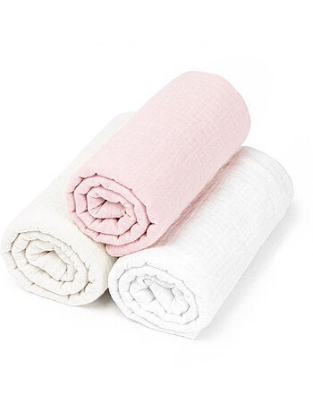 Set da 3 lenzuolini con angoli per culla in garza di cotone, colori pastello | sevira kids | sevira