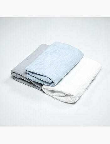 Set da 3 lenzuolini con angoli per culla in mussola di cotone tinta unita | SEVIRA KIDS