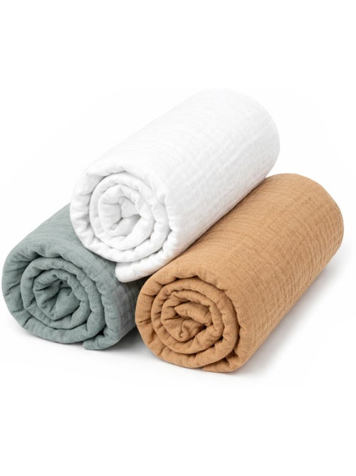 Set da 3 lenzuolini per culla in mussola di cotone, di tendenza | SEVIRA KIDS - Kiabi