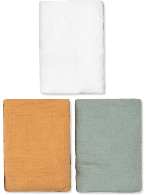 Set da 3 lenzuolini per culla in mussola di cotone, di tendenza | SEVIRA KIDS - Kiabi