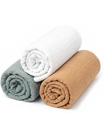 Set da 3 lenzuolini per culla in mussola di cotone, di tendenza | sevira kids | sevira kids