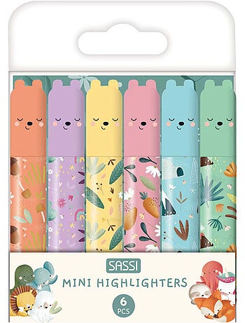Set da 6 mini evidenziatori pastello | sassi junior | sassi junior