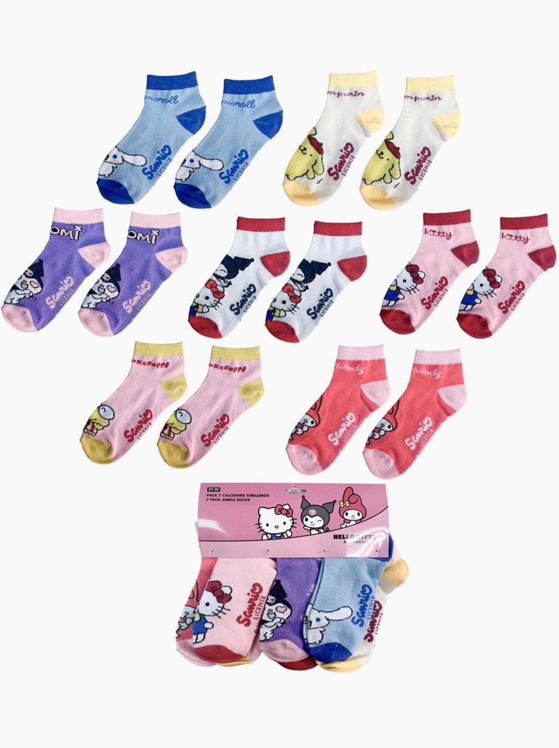 Set da 7 paia di calzini corti hello kitty sanrio Multicolore - Kiabi