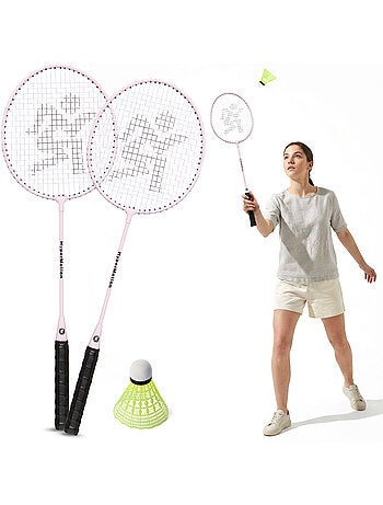 Set da badminton HyperMotion – 2 racchette, 1 volano rosa