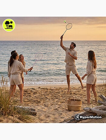 Set da badminton HyperMotion – 2 racchette, 1 volano rosa