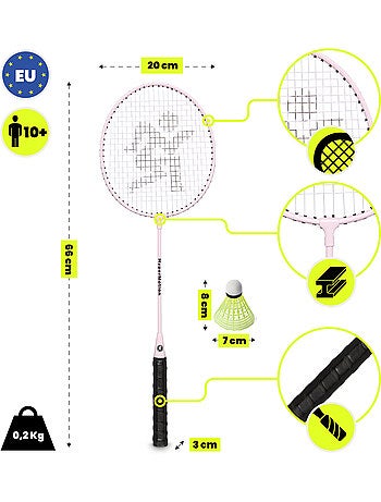 Set da badminton HyperMotion – 2 racchette, 1 volano rosa