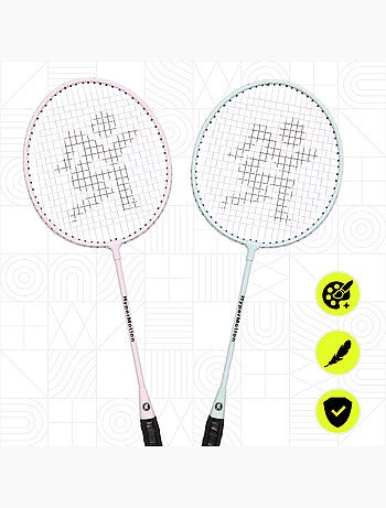 Set da badminton HyperMotion – 2 racchette con custodia, colore salvia