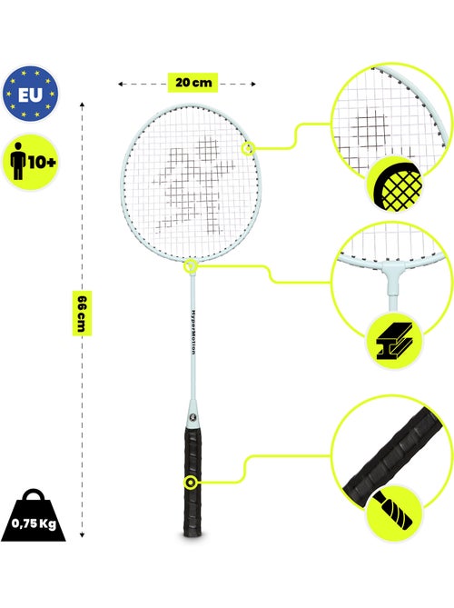 Set da badminton HyperMotion – 2 racchette con custodia, colore salvia - Kiabi Set da badminton HyperMotion – 2 racchette con custodia, colore salvia - Kiabi