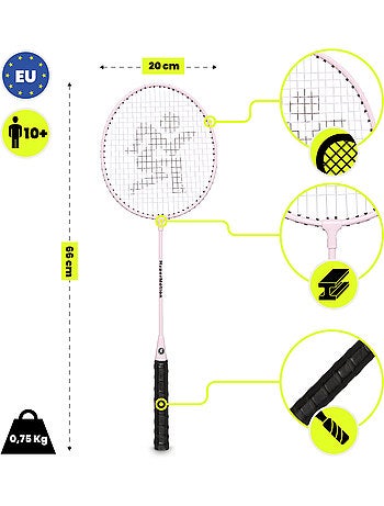 Set da badminton HyperMotion – 2 racchette con custodia, rosa