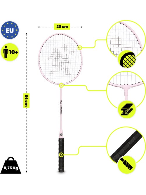 Set da badminton HyperMotion – 2 racchette con custodia, rosa - Kiabi Set da badminton HyperMotion – 2 racchette con custodia, rosa - Kiabi