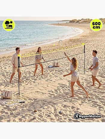 Set da badminton HyperMotion con rete 6 m – 2 racchette, 3 volani e borsa da trasporto