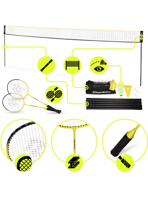 Set da badminton HyperMotion con rete 6 m – 2 racchette, 3 volani e borsa da trasporto - Kiabi Set da badminton HyperMotion con rete 6 m – 2 racchette, 3 volani e borsa da trasporto - Kiabi