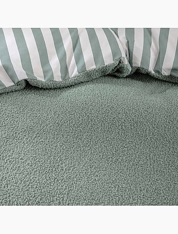 Set da letto a 2 pezzi in pile con risvolto a quadri: copriletto + federa