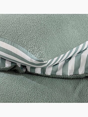 Set da letto a 2 pezzi in pile con risvolto a quadri: copriletto + federa